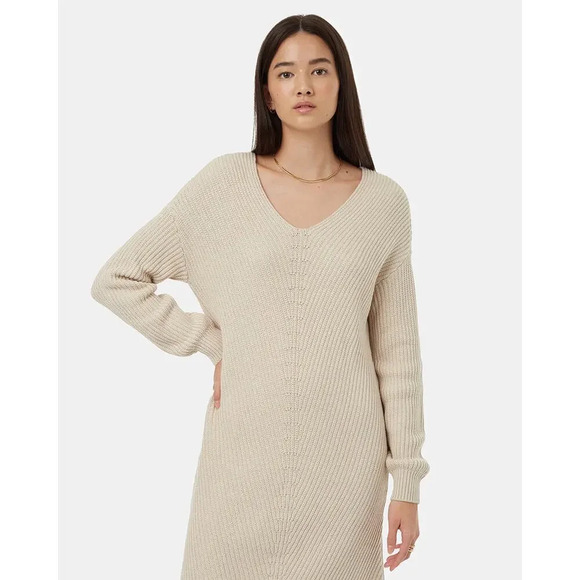 10 Tree Womens Highline V-Neck Cotton Knit Sweater Dress M - Picture 2 of 9